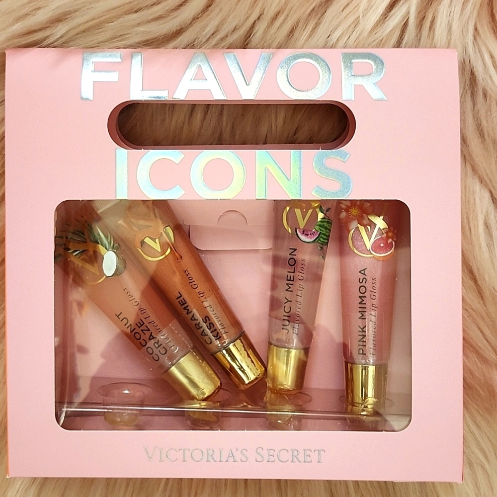 Brand New VICTORIA'S SECRET FLAVOR ICONS FLAVORED LIP GLOSS-4CT